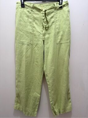Jones New York Light Green Drawstring Linen-Blend Chinos